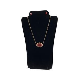 Mia Collection Goldtone Necklace and Earrings Jewelry Set Burgundy Pendant 9 in
